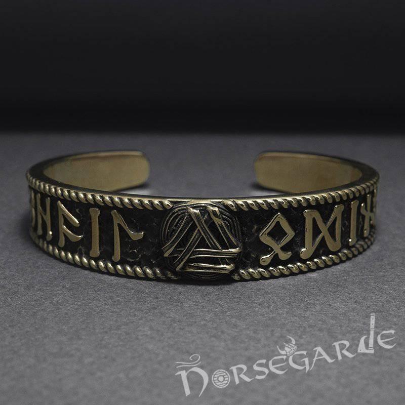Handcrafted Runes and Valknut Arm Ring - Bronze