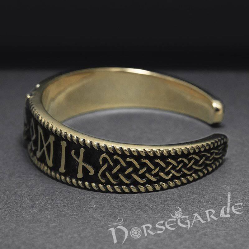 Handcrafted Runes and Valknut Arm Ring - Bronze
