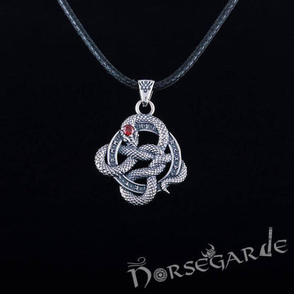 Handcrafted Runic Coiled Jormungandr Pendant - Sterling Silver