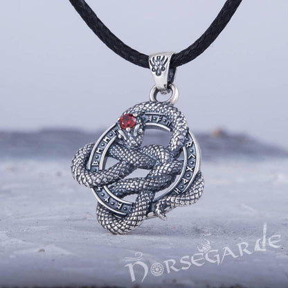 Handcrafted Runic Coiled Jormungandr Pendant - Sterling Silver
