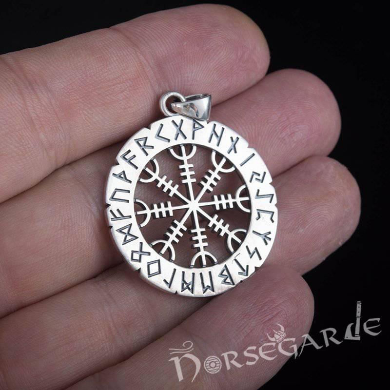 Handcrafted Runic Helm of Awe Amulet - Sterling Silver