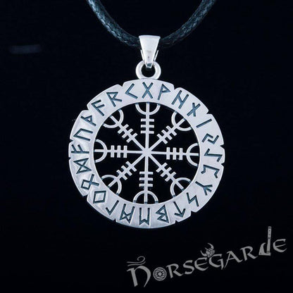Handcrafted Runic Helm of Awe Amulet - Sterling Silver