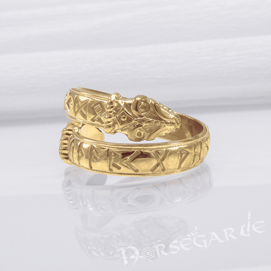 Handcrafted Runic Jormungandr Band - Gold