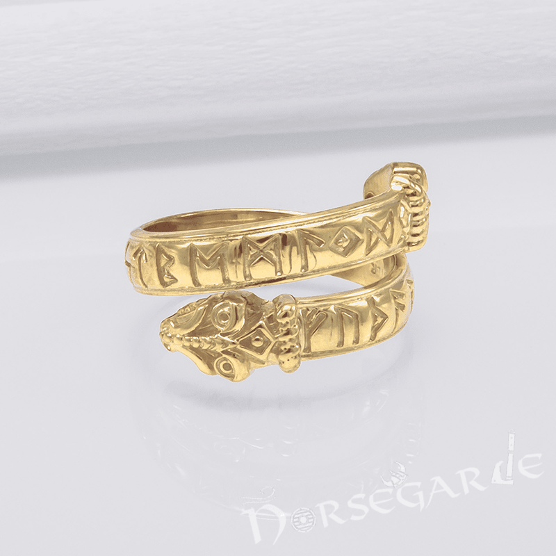 Handcrafted Runic Jormungandr Band - Gold