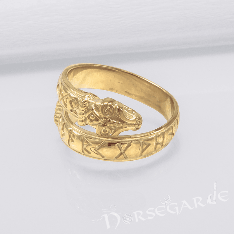 Handcrafted Runic Jormungandr Band - Gold