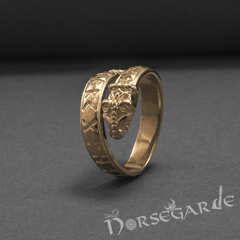 Handcrafted Runic Jormungandr Band - Gold