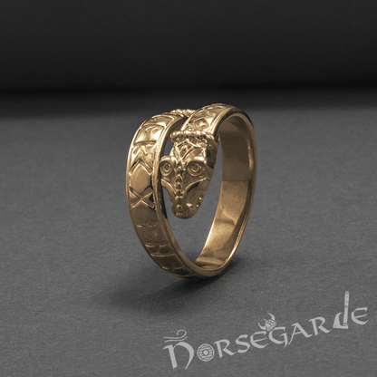 Handcrafted Runic Jormungandr Band - Gold