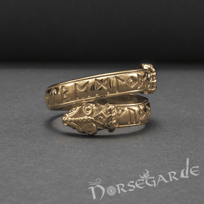Handcrafted Runic Jormungandr Band - Gold