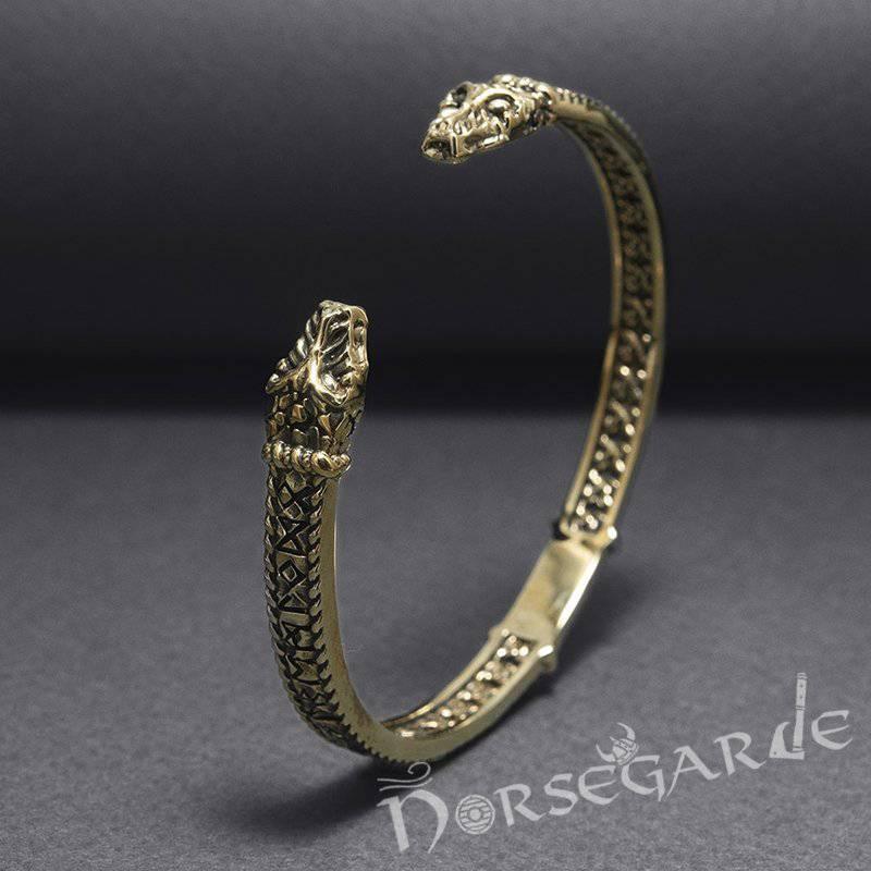 Handcrafted Runic Jormungandr Torc Bracelet - Bronze