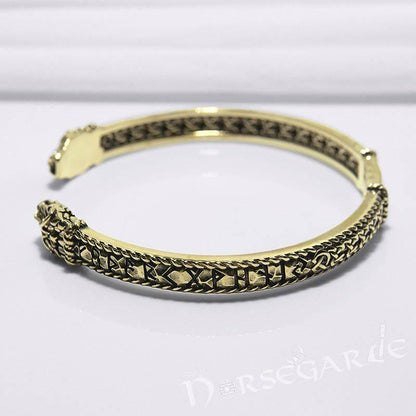 Handcrafted Runic Jormungandr Torc Bracelet - Bronze