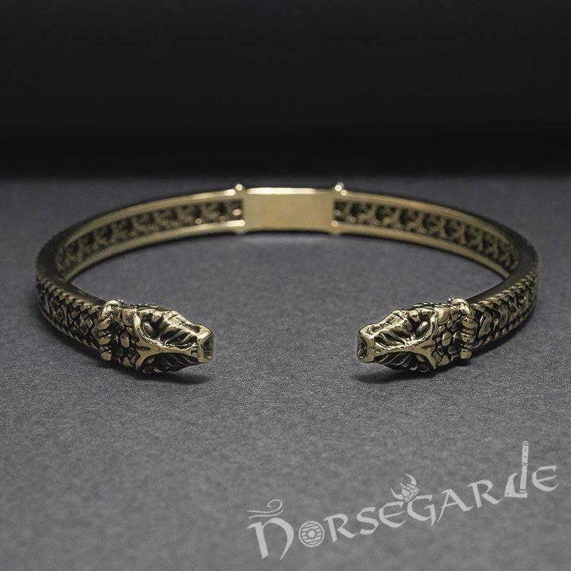 Handcrafted Runic Jormungandr Torc Bracelet - Bronze