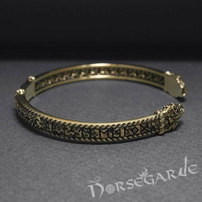Handcrafted Runic Jormungandr Torc Bracelet - Bronze