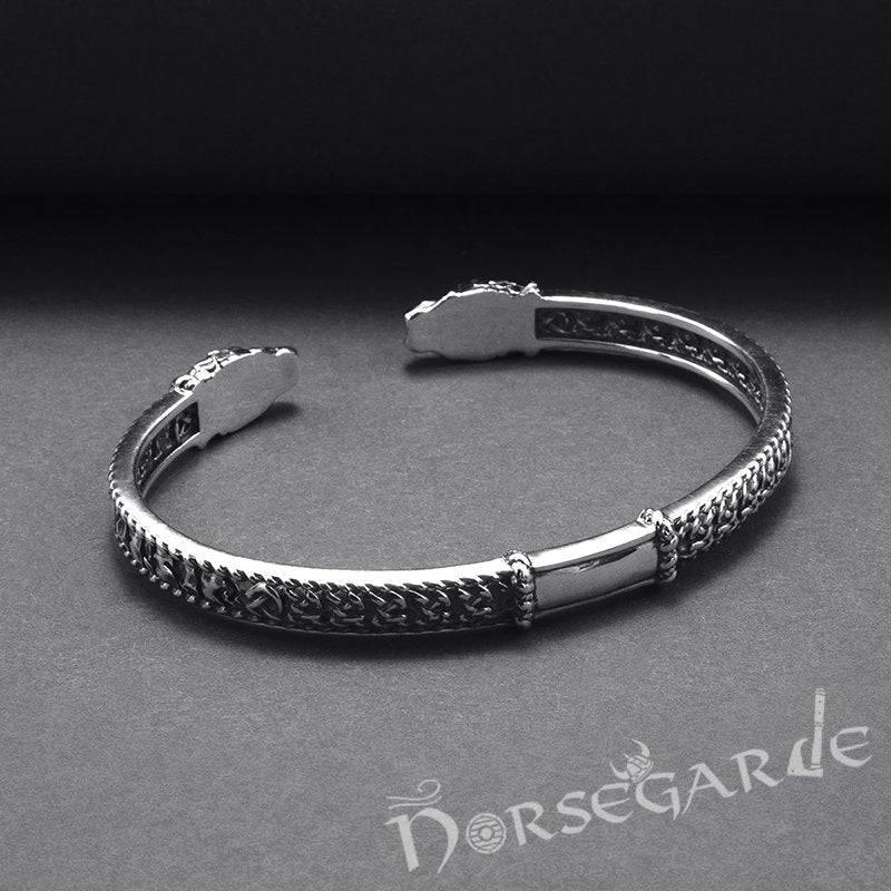 Handcrafted Runic Jormungandr Torc Bracelet - Sterling Silver