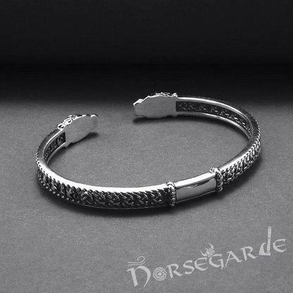 Handcrafted Runic Jormungandr Torc Bracelet - Sterling Silver