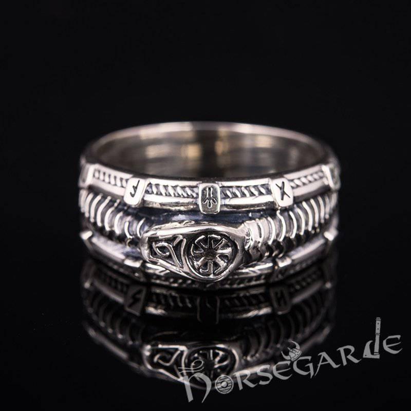 Handcrafted Runic Serpent Ouroboros Band - Sterling Silver