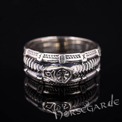 Handcrafted Runic Serpent Ouroboros Band - Sterling Silver
