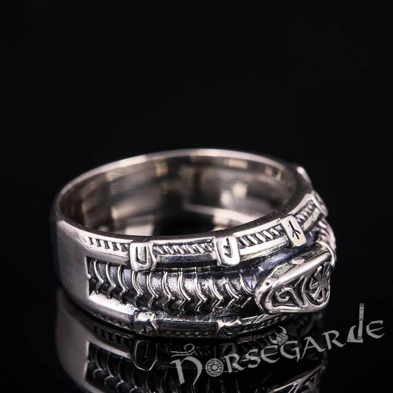 Handcrafted Runic Serpent Ouroboros Band - Sterling Silver