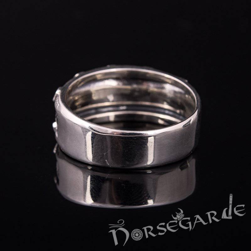 Handcrafted Runic Serpent Ouroboros Band - Sterling Silver