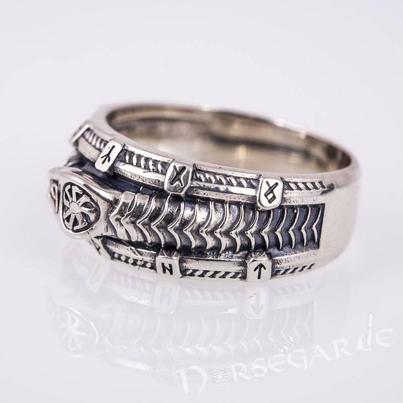 Handcrafted Runic Serpent Ouroboros Band - Sterling Silver