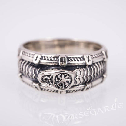 Handcrafted Runic Serpent Ouroboros Band - Sterling Silver