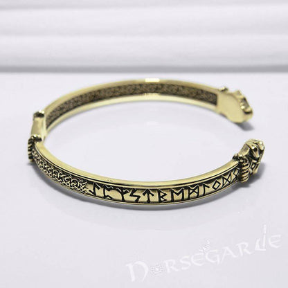 Handcrafted Runic Serpent Torc Bracelet - Bronze