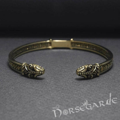 Handcrafted Runic Serpent Torc Bracelet - Bronze