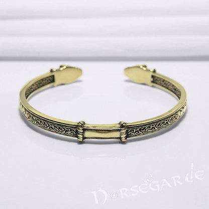 Handcrafted Runic Serpent Torc Bracelet - Bronze