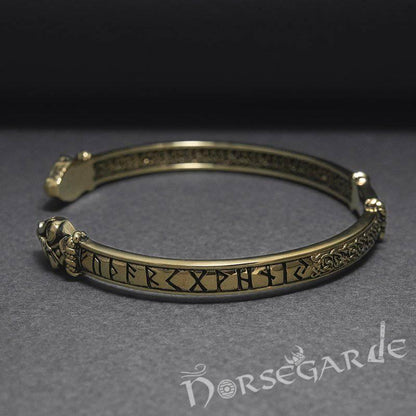 Handcrafted Runic Serpent Torc Bracelet - Bronze