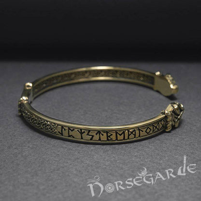 Handcrafted Runic Serpent Torc Bracelet - Bronze