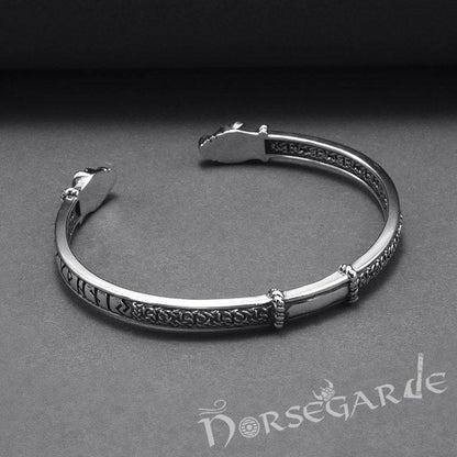 Handcrafted Runic Serpent Torc Bracelet - Sterling Silver
