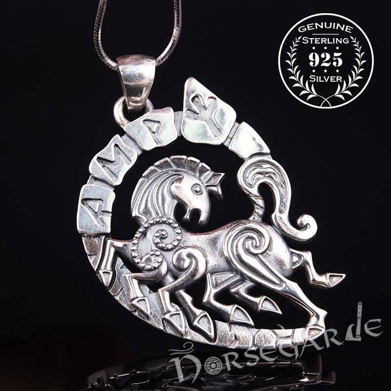 Handcrafted Runic Sleipnir Pendant - Sterling Silver