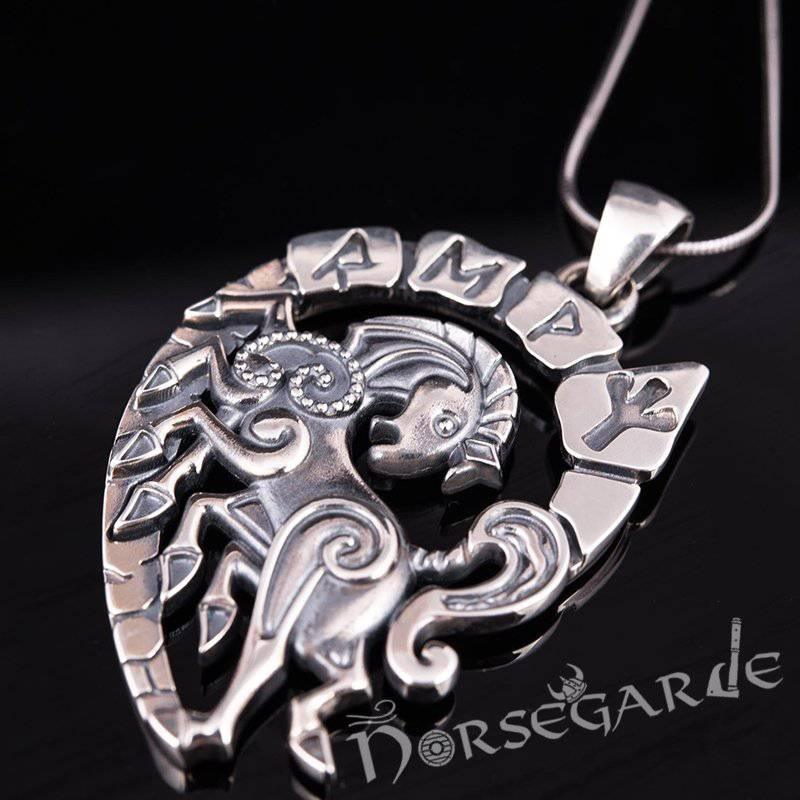 Handcrafted Runic Sleipnir Pendant - Sterling Silver