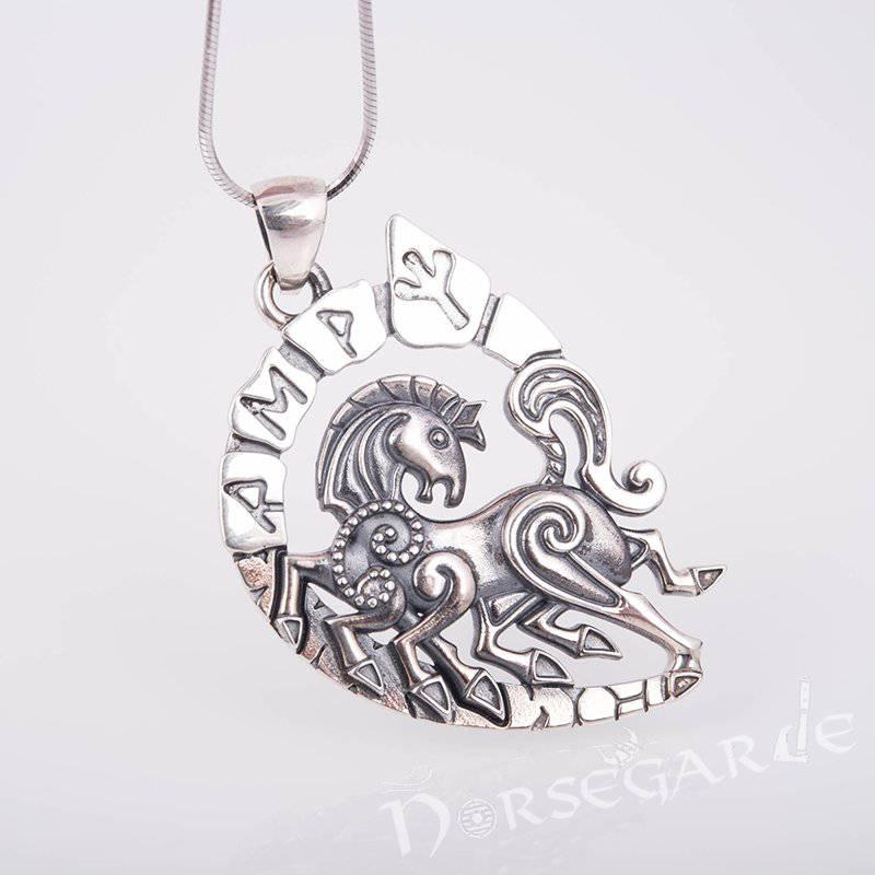 Handcrafted Runic Sleipnir Pendant - Sterling Silver