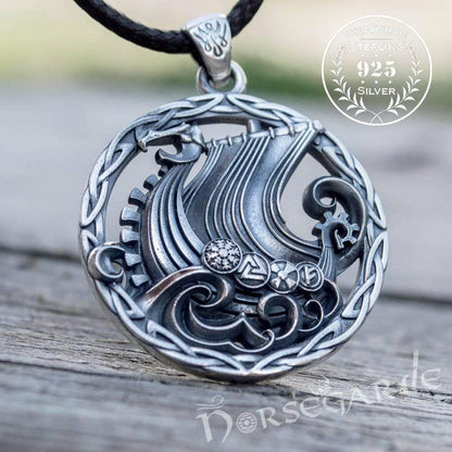 Handcrafted Sailing Drakkar Pendant - Sterling Silver