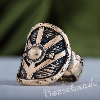 Handcrafted Shield Signet Ring - Bronze