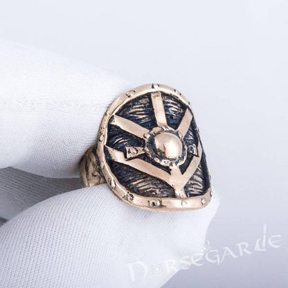 Handcrafted Shield Signet Ring - Bronze