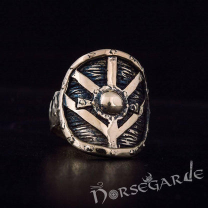 Handcrafted Shield Signet Ring - Bronze