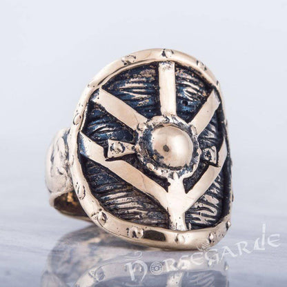Handcrafted Shield Signet Ring - Bronze