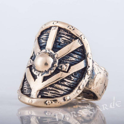 Handcrafted Shield Signet Ring - Bronze