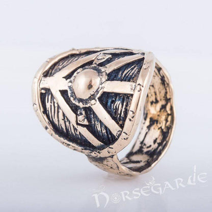 Handcrafted Shield Signet Ring - Bronze