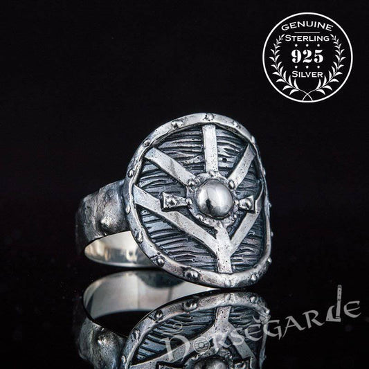 Handcrafted Shield Signet Ring - Sterling Silver