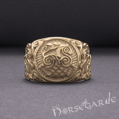 Handcrafted Sleipnir Mammen Style Ring - Gold