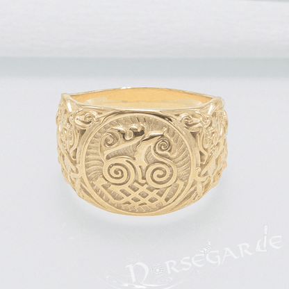 Handcrafted Sleipnir Mammen Style Ring - Gold