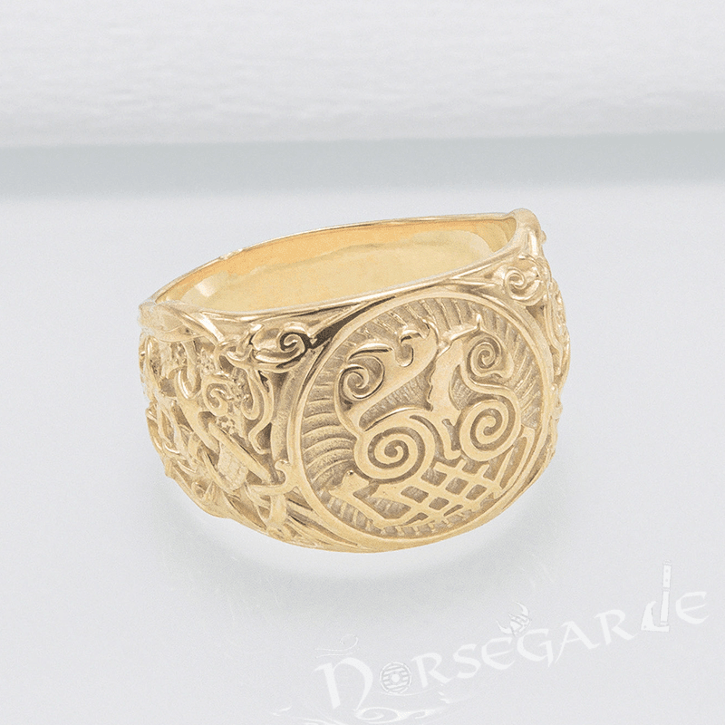Handcrafted Sleipnir Mammen Style Ring - Gold