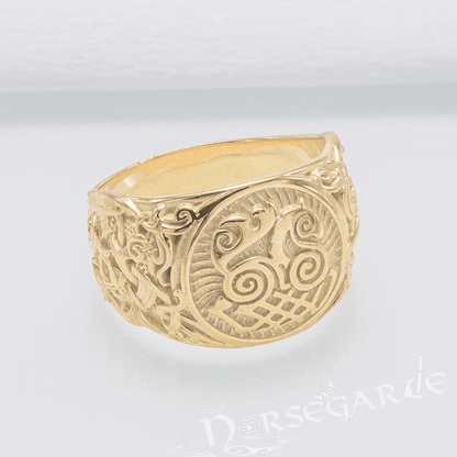 Handcrafted Sleipnir Mammen Style Ring - Gold