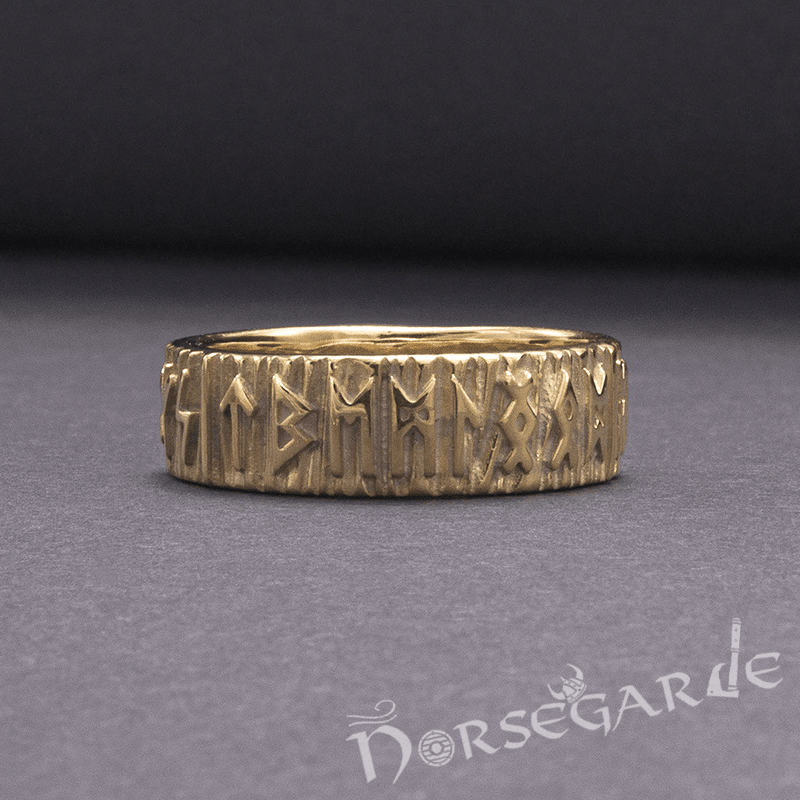 Handcrafted Slim Elder Futhark Runic Band - Gold Custom
