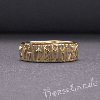 Handcrafted Slim Elder Futhark Runic Band - Gold Custom