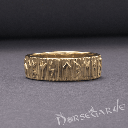 Handcrafted Slim Elder Futhark Runic Band - Gold Custom