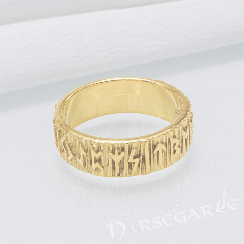 Handcrafted Slim Elder Futhark Runic Band - Gold Custom