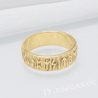 Handcrafted Slim Elder Futhark Runic Band - Gold Custom
